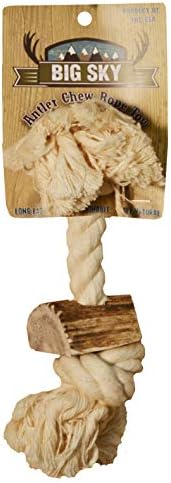 "Scott Pet 5/8"" X 8"" 1 Piece Rope Toy With Antler, Small, White", tan (AB01W)