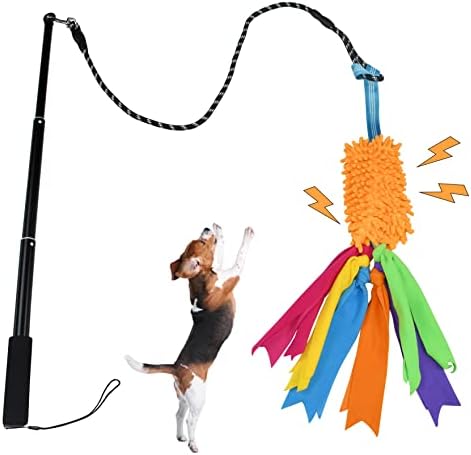 ASOCEA Flirt Pole with Tug Toy for Small Medium Large Dogs Outdoor Training