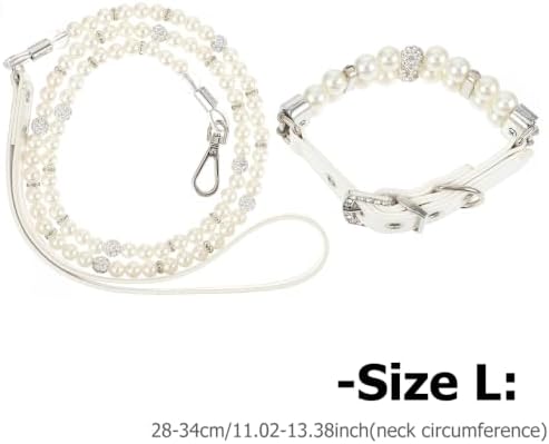 Milisten 2Pcs Adjustable Dog Pearls Collar and Leash Set Breathable Pet Neckwear for Outdoor Walking Training and Special Occasions