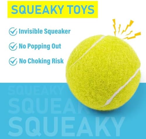 PrimePets Tennis Balls for Dogs 3 Pack 2.5”, Durable Dog Toys for Training, Fetch & Outdoor Play, Squeaky Balls for Dogs Small and Medium with High Bounce, Interactive Pet Fetch Ball