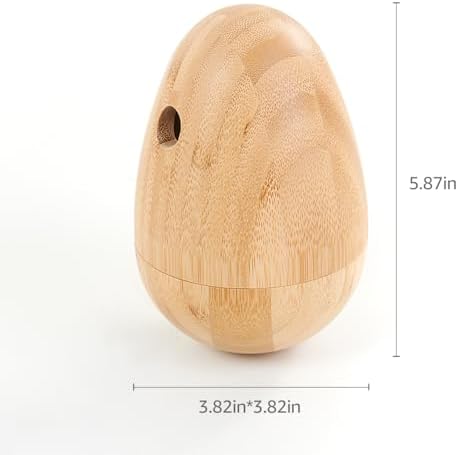 LOOBANI Bamboo Treat Dispenser Wobble Toys Enrichment Puzzle Food Dispenser Ball Toy IQ Training for Small Medium Dog