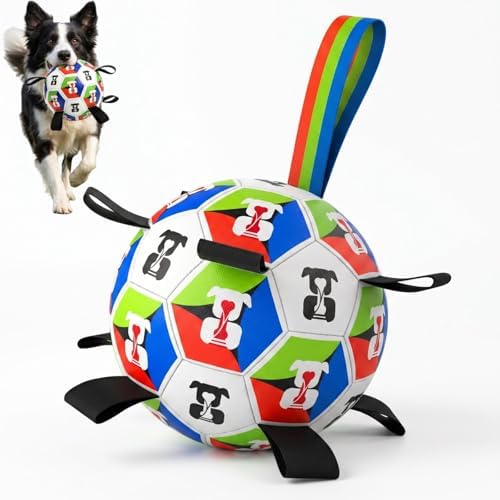 Dog Soccer Ball with Straps, 2026 World Cup Pet Soccer Ball Toy, Tough Herding Ball for Small & Medium Dogs, Interactive Training Toy for Indoor/Outdoor/Water Play, Durable Dog Toys (A, 6in)