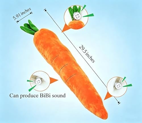 2 Pack Giant Long Squeaky Carrot Plush Dog Toy, Anxiety Relief Calming Chew Toy with Hypoallergenic Stuffing, Indoor Boredom Toy Only for Soft & Moderate Chewers Small Medium Dogs