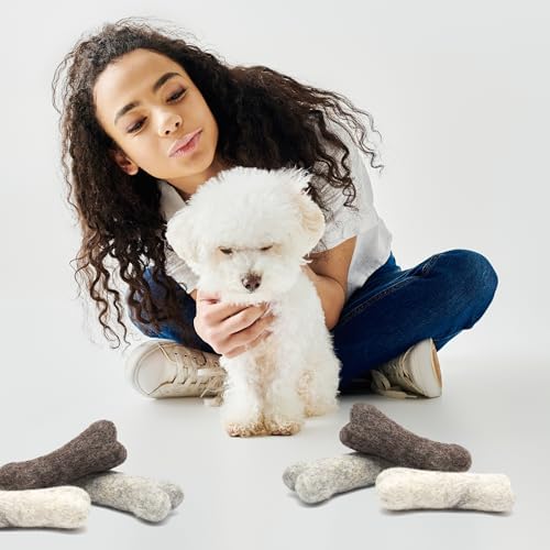 Glaciart One Felted Wool Dog Chew Bone Mini (3 Pcs)| Durable Dog Chew Toy, for Teething & Teeth Cleaning | Fetch Games & for Anxiety/Boredom | Great for Small Puppy