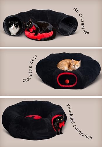 Gothic Coffin Tunnel Cat Bed, Washable, Fits Cat up to 25 lbs