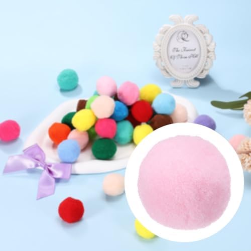Cat Toy Pom Ball, Interactive Cat Ball Toys Fuzzy Pompoms (Plush, 1.2Inch, 30Pcs, Light Pink) for Kittens Pet Enrichment Training Play Indoor