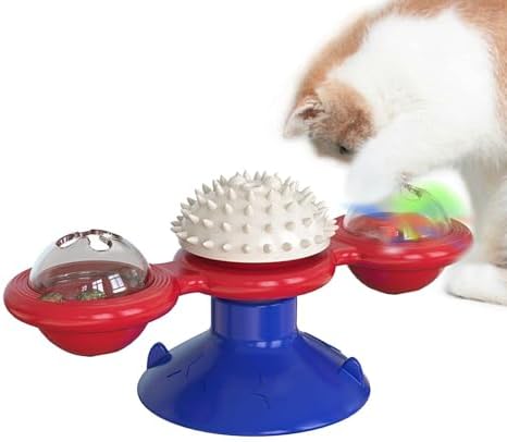 Windmill Treat Dispenser Funny Suction Cup Slow Feeder Kitten Toys