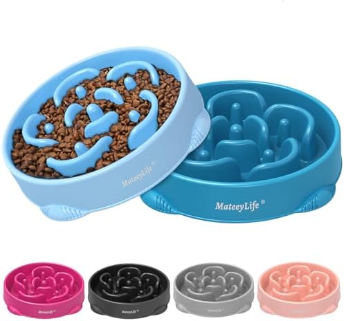MateeyLife 2-Pack Slow Feeder Dog Bowls, 4 Cups, Dog Puzzle Feeder Bowl