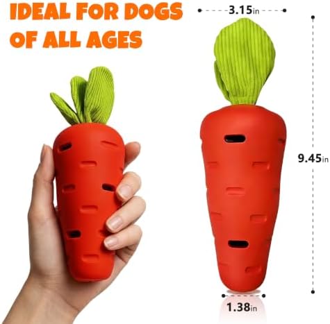 Squeaky Dog Toys Tough Carrot Toy for Aggressive Chewers Nylon