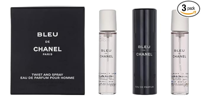 Chanel Bleu De Eau De Parfum Travel Spray for Men 3 X 0.7 Oz, 2.1 Fl Oz, 3 pc set (purse spray)