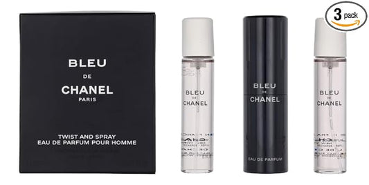Chanel Bleu De Eau De Parfum Travel Spray for Men 3 X 0.7 Oz, 2.1 Fl Oz, 3 pc set (purse spray)