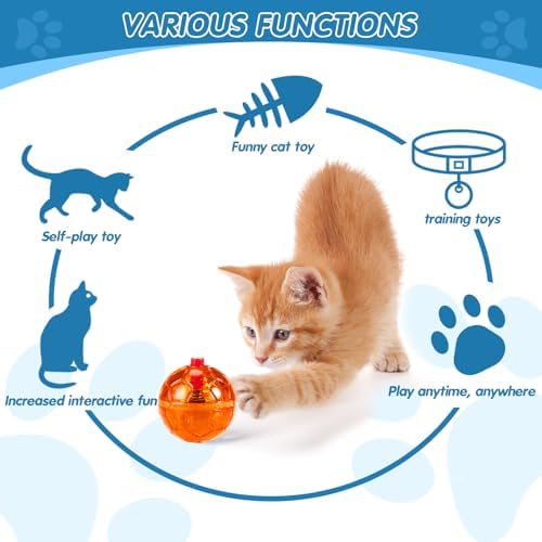 Frienda 4 Pcs Light up Cat Ball LED Motion Ghost Hunting Cat Ball, Classic