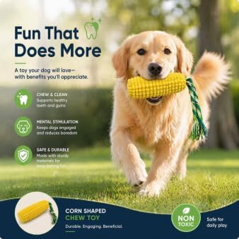 Corn-Shaped Dog Chew Toys for Aggressive Chewers, Tough Durable Squeaky Puppy Teething Toys, Interactive Dog Toys for Small Medium Large Breed Dogs for Anxiety Relief