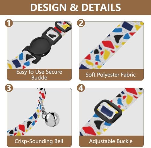 Irregularly Colorful Stone Cat Collars with Bell 2 Pack Pet Collar Adjustable Length 10.6" to 17.1"