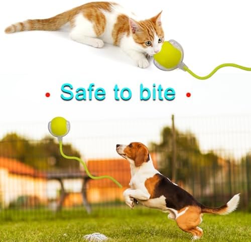 Interactive Cat Dog Toy Ball with LED Light, Automatic Rolling(Yellow)