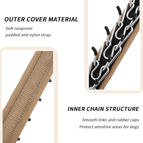 No Pull Martingale Dog Collar for Large Medium Small Dogs, Heavy Duty Nylon Reflective Adjustable Anti Pull Slip Collar with Buckle for Training Walking S Khaki