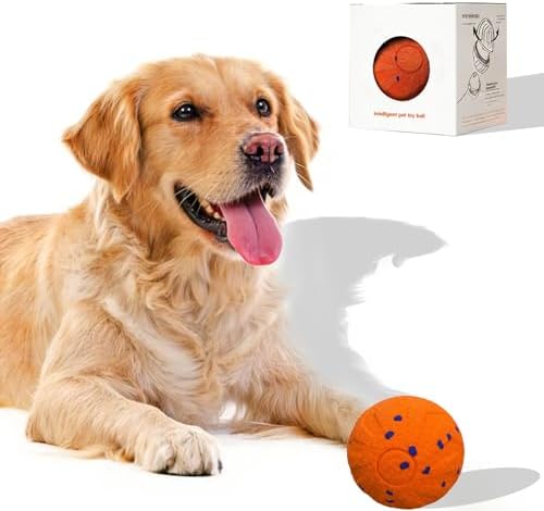 Smart Interactive Dog Toys,Vibrating Dog Ball,Automatic Moving/Bouncing/Rotating,Water Resistant Balls for Medium Large Dogs - Chase Pet Toys to Keep Them Busy (Orange)