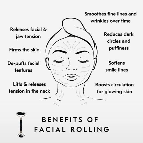 Mount Lai Warming Black Obsidian Facial Roller – The Stone of Clarity, Detoxifying Face Roller Tool for Purified Skin, Relaxation & Improved Circulation, Facial Massager Tool for Self-Care Ritual