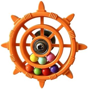 AGLOO Rotating Ship Wheel Bird Toys with Colorful Bead (Orange)