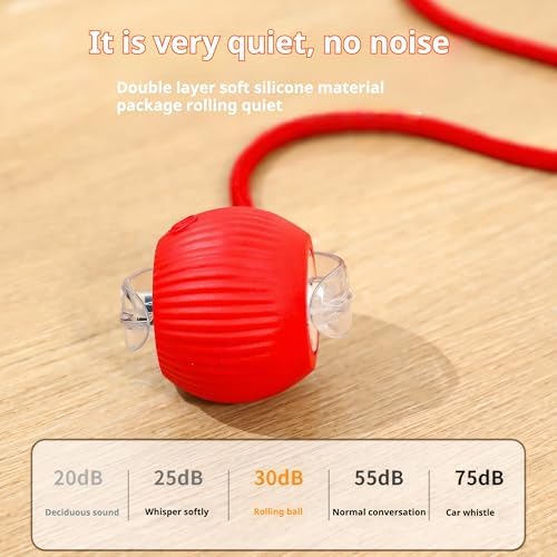 New 3Pack Automatic Rolling Cat Ball Toys - Interactive 360° Kitten Play Toy for Indoor Cats (Red, Grey, Green)