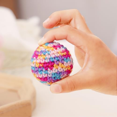 Cats Ball Toy with Bell Inside, 6Pcs Colorfull Hand-Made Knitted Yarn Woolen Cat Toys Jingle Bell Balls, Kitten Indoor Interactive Toys for Hunting/Kicking/Chasing