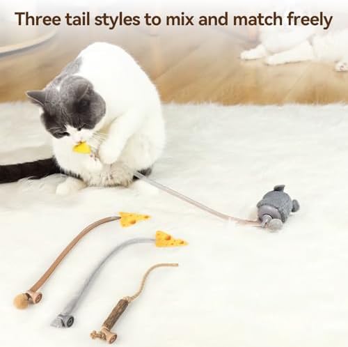 Migipaws Cat Toy Replacement Tails 3 Pack Compatible MigiMouse Cat Toy for Indoor Cats