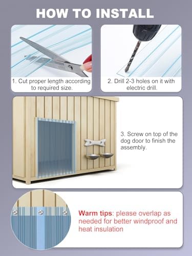 9.8in x 4.9ft Door Replacement Flaps for Dog House - Easy to Cut & Install Transparent Vinyl Strip for Doggie/Doggy/Cat Entry Door | Easy to Install & Cut Transparent Vinyl Strip for Doggie/Doggy/Cat Entry Door