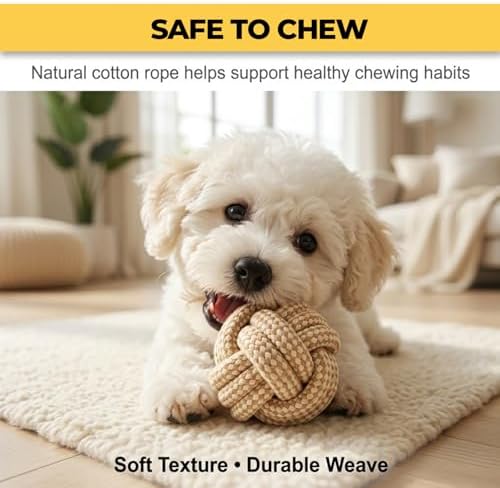 Dog Rope Toy Set 4 Pack, Rope Toys for Dogs & Chew Gear for Aggressive Chewers, Tug of War Dog Toys for Boredom, Puppy Essentials Teething Gadgets for Small Puppies, Teeth Cleaning