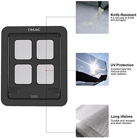 CEESC Dog Screen Door (Outer Size 14.56" x 16.92"), Lockable Pet Screen Door for Dogs & Doggie, Doggie Door for Screen Door(Large, Black)