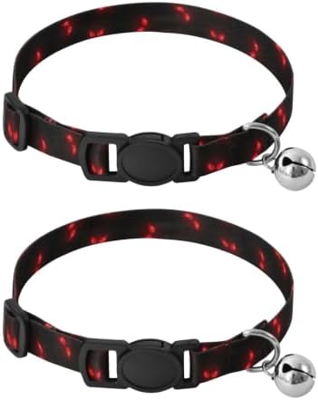 Glowing Red Eyes Easy to Wear Small Dog Collar 2 Pack for Kitten