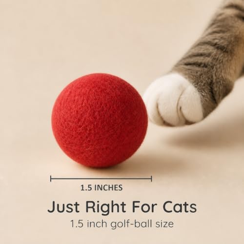 Wool Cat Toys - Felt Balls Assortments for Small Pet Fetch and Play - Eco Friendly Quiet Wool Ball Toy for Cats and Kittens - 6 PCS Choose Your Colors (Variety Pack)