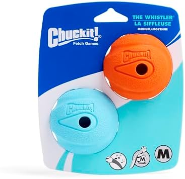 Chuckit! The Whistler Ball Dog Toy, Medium (2.5 Inch Diameter) for Dogs 20-60 lbs, Multicolor, 2 Count (Pack of 12)