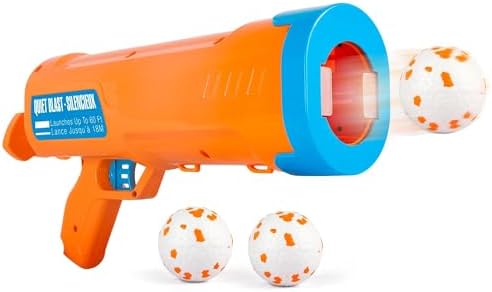 ALL FOR PAWS Dog Ball Launcher, Dog Ball Blaster with 3 ETPU Balls, Interactive Thrower for Medium to Large Dogs, Play Fetch Toy for Dogs for Outdoor Exercise