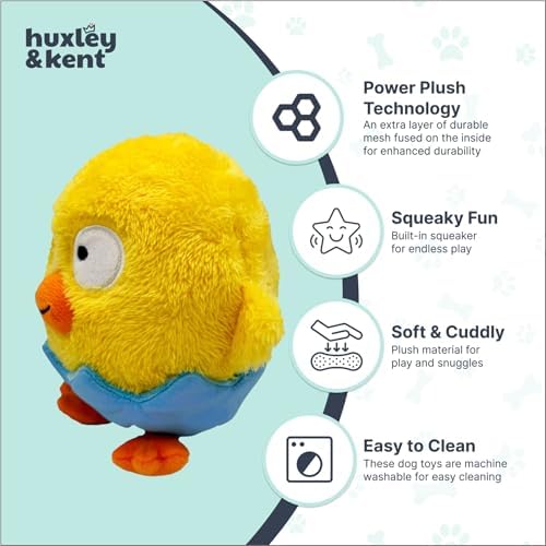 Huxley & Kent Power Plush Squeaky Dog Toy, Chick-A-Dee, Small