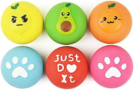Squeaky Dog Toys, Soft Latex Rubber Squeaky Dog Ball for Small Dogs Puppies, Cute Bounce Squeak Toys Balls with Funny Cute Face
