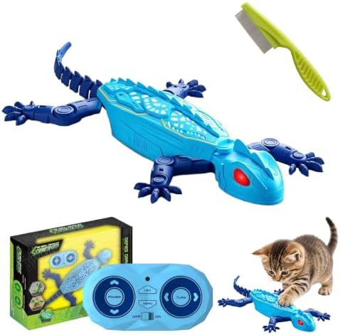Gecko Rush Cat Toy, Remote Control Wall Climbing Cat Toy for Indoor，Blue