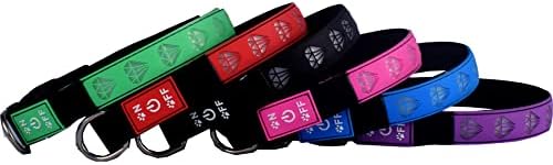 Subversive USB-C led Light up Airtag Dog Collar, Subversive 3D Sunflower Design Comfortable and Soft Material,Multicolored Lighting (D-Black, M(15.7-19.7"))