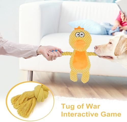 Dog Toys, Dog Squeaker Toys with Crinkle Paper (Yellow Duck)