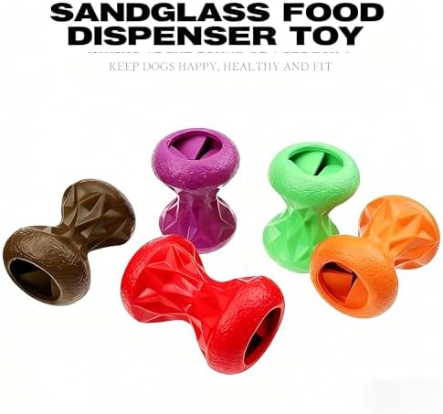 Sandglass Interactive Dog Food Dispenser Toy,chew Resistant, Dumbbell Shape,Teeth Cleaning Treat Puzzle Ball for Dogs (Orange)