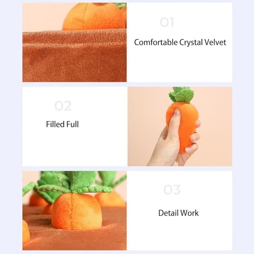Carrot Dog Toys-Carrot Snuffle Mat for Dogs,Interactive Dog Plush Puzzle Toys,2 in 1 Non-Slip Nosework Feed Games Pet Stress Relief with 12 Carrots