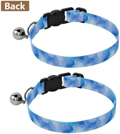 Blue Watercolor Gradients Breakaway Cat Collars with Bell 2 Pack Puppy Collar Adjustable Length 10.6" to 17.1"