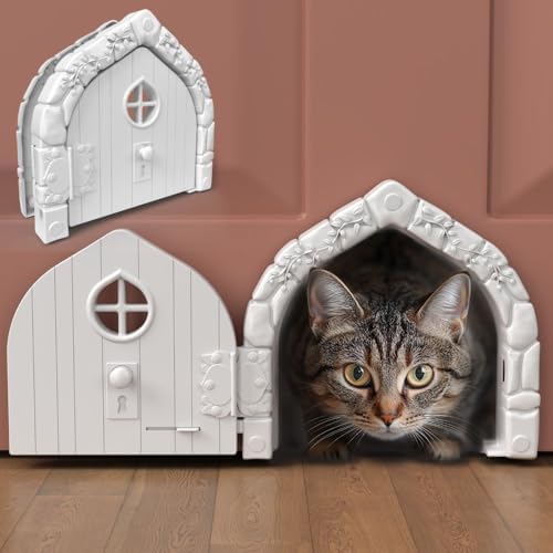 Fairy® Door Interior Pet Door - Large Cat Door for Cats Up to 20 lbs, Durable & Versatile Indoor Kitty Door for Solid or Hollow Core, Stylish Cat Hole, Comfortable, Easy Install, with Tight Lock