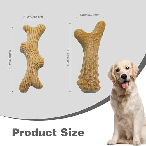 Durable Dog Chew Toys for Aggressive Chewers - Real Bacon Flavor, Indestructible 2-Pack for Large Dogs, Medium & X-Large Options Available， Size-2