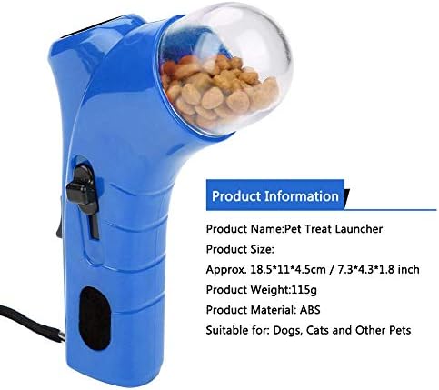 Pet Treat Launcher Funny Dog Food Puppy Snack Dispenser Handheld Dog Food Feeder Pet Training Interactive Toys(Blue)