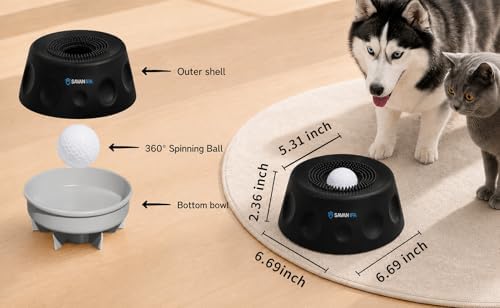 Slow Feeder Dog Bowl with Interactive Roll Ball, Anti-Slip Dog Lick Bowl for Liquid Treats, Bone Broth & Yogurt, Anxiety Relief Boredom Puzzle Feeder for Small Large Dogs