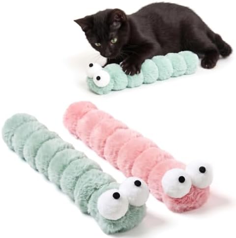 2BB Cat Kicker Toys 2 Pack, 13 Inch Quiet Catnip Toy Pillows for Indoor Cats, Soft Plush Refillable Kick Sticks for Kittens, Interactive Play & Exercise