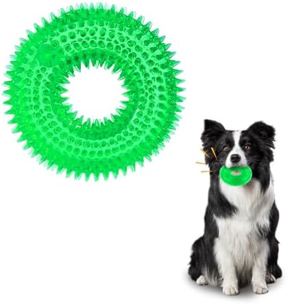 Andiker Squeaky Dog Toy, Safe TPR Chewable Dog Toys for Teeth Grinding&Cleaning Dog Fetch Toys for Enhancing Interactivity Outdoor Suitable for All Dog Sizes Puppy’s and Dogs (Large Green)