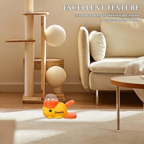 Totority Interactive with Press and Rotate Mechanism Pet Treat Dispenser Clownfish Shaped Slow Feeder Made of Sturdy Abs Material, Yellow Color for Outdoor Activities and Pet Training