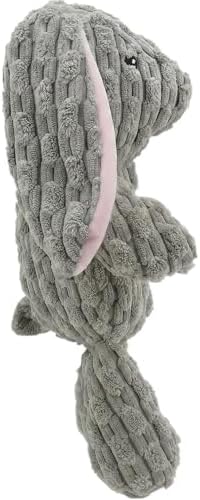 Linzy Bunny Squeaky Plush Dog Toy, Soft Squeaky Chew Toy for Small Medium Large Dogs, Pet Toy for All Breeds to Keep Them Entertained, Teeth Cleaning, Gray, 12-in