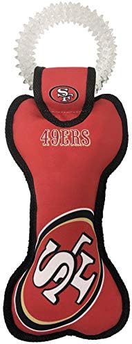 Pets First NFL SAN Francisco 49ERS Dental Dog TUG Toy with Squeaker. Tough PET Toy for Healthy Fun, Teething & Cleaning Pet's Teeth & Gum.